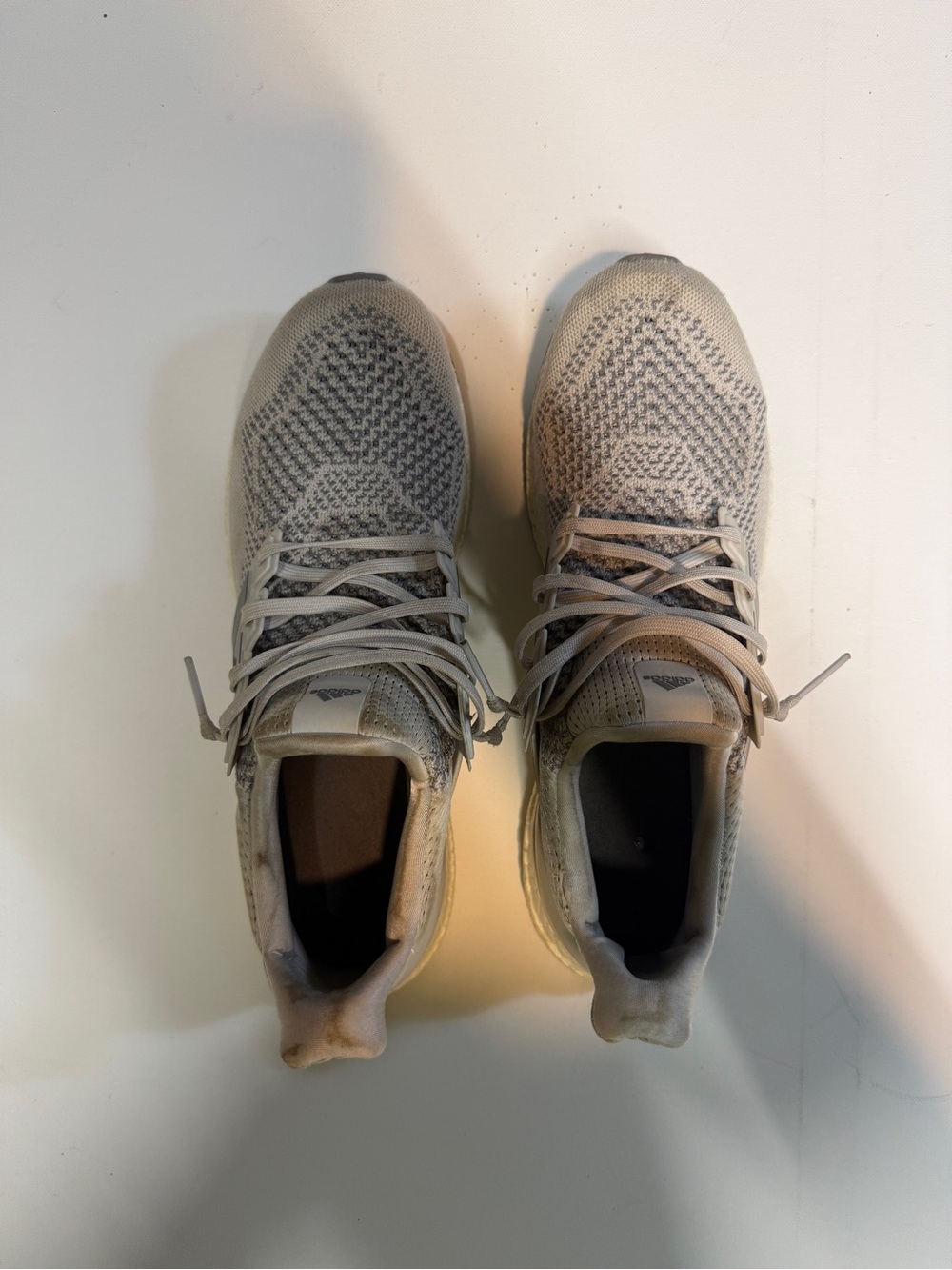 adidas Ultra Boost Men’s Athletic Running Shoes in Light Gray and Cream - Picture 9 of 13